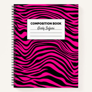 Carnet Composition en bande de Zèbre rose et noir chaud