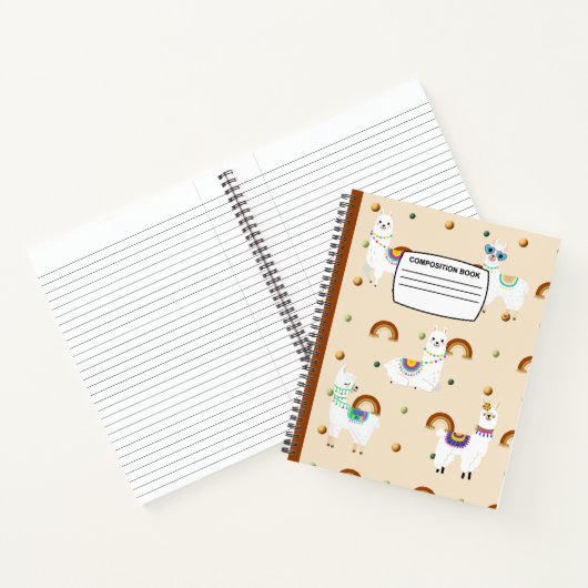 Carnet Composition en spirale des lamas mignonnes à large (Intérieur)