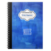 Carnet Composition personnalisée à motif bleu élégant (Devant)