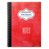 Carnet Composition personnalisée à motif rouge élégant (Devant)