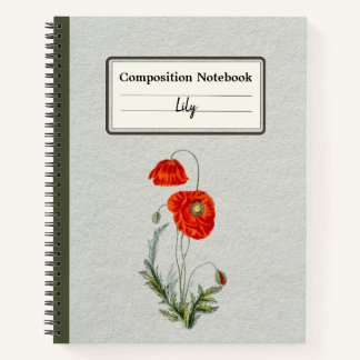 Carnet Composition personnalisée de la fleur de pavot rou