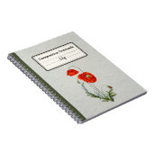Carnet Composition personnalisée de la fleur de pavot rou (Côté Droit)