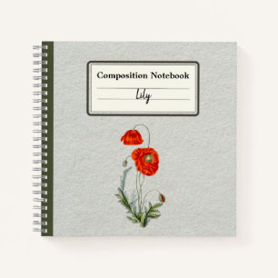 Carnet Composition personnalisée de la fleur de pavot rou