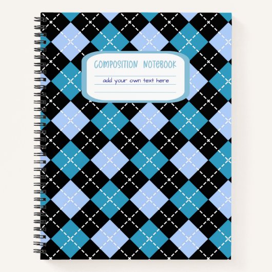 Carnet Composition préppante en Jacquard bleu et noir (Devant)