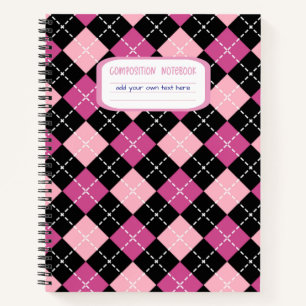 Carnet Composition préppante en Jacquard rose et noir
