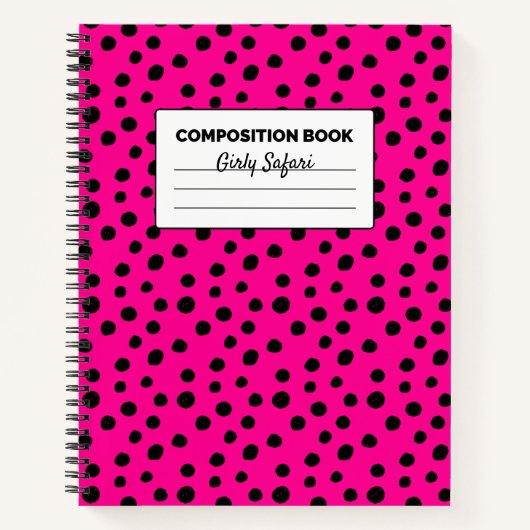 Carnet Composition Taches de guépard rose chaud et noir (Devant)