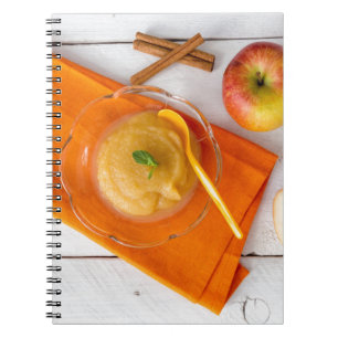 Carnet Compote de pommes à la cannelle et cuillère orange