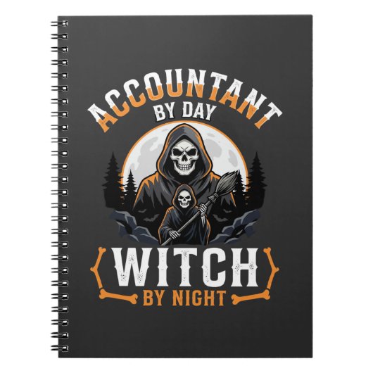 Carnet Comptable Halloween le jour Sorcière la nuit Desig (Devant)