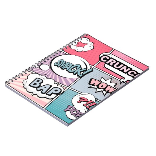 Carnet concept créatif Abstrait comic pop art style blan (Côté gauche)