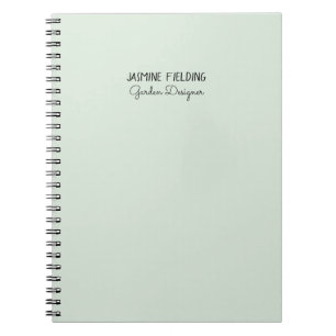 Carnet Concepteur de jardin vert sauge élégant Personnali