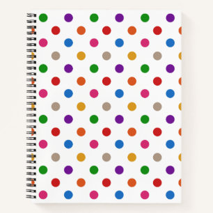 Carnet Conception arc-en-ciel coloré blanc à pois