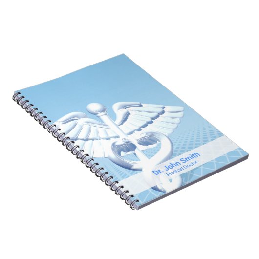 Carnet Conception bleue du caducée blanc médical 3D (Côté Droit)