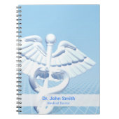 Carnet Conception bleue du caducée blanc médical 3D (Devant)