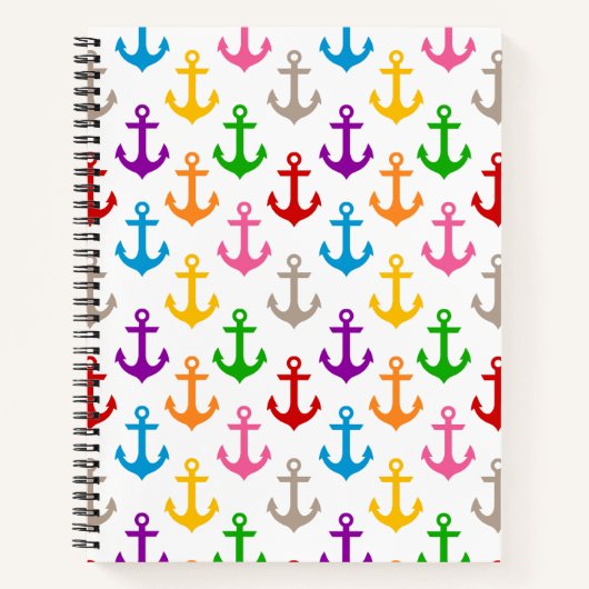 Carnet Conception d'ancre de bateau colorée blanche (Devant)