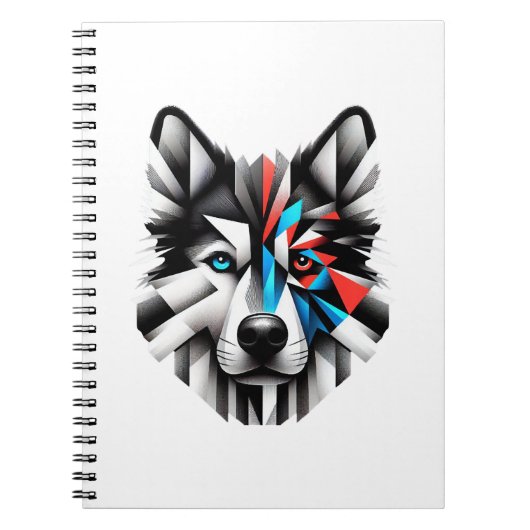 Carnet Conception d'art moderne de visage de Husky géomét (Devant)