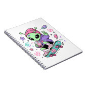 Carnet Conception de Bubble Tea Alien Skateur Kawaii (Côté Droit)