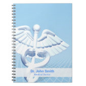 Carnet Conception de Caducée 3D blanc médical bleu (Devant)