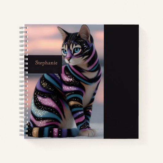 Carnet Conception de chat mignon et nom personnalisé (Devant)