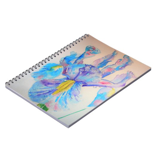 Carnet Conception de design aquarelle florale Iris Bleu A (Côté gauche)