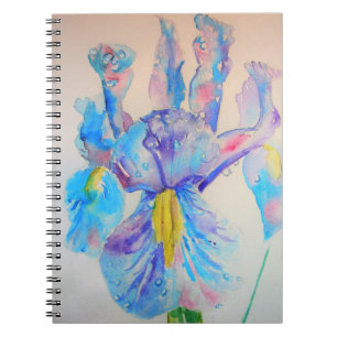 Carnet Conception de design aquarelle florale Iris Bleu A