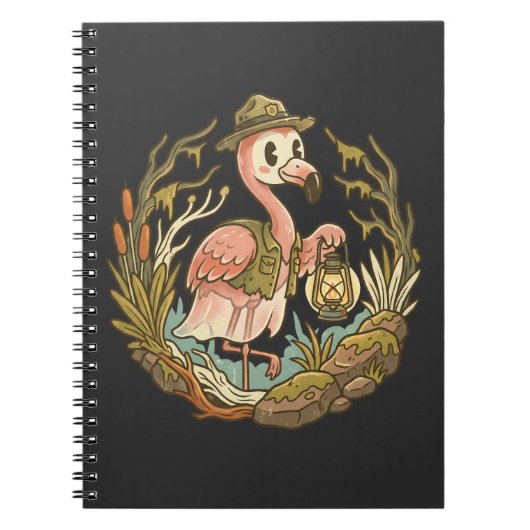 Carnet Conception de flamant rose de marais effrayant vin (Devant)