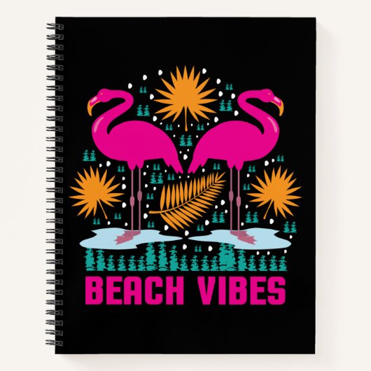 Carnet Conception de flamants roses de vibes de plage (Devant)
