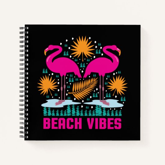 Carnet Conception de flamants roses de vibes de plage (Devant)
