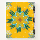 Carnet Conception de fleur de mandala dorée bleue (Dos)