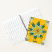 Carnet Conception de fleur de mandala dorée bleue (Intérieur)