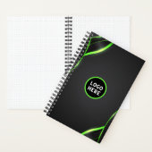 Carnet Conception de fluide abstrait noir et vert | Ajout (À l'intérieur)
