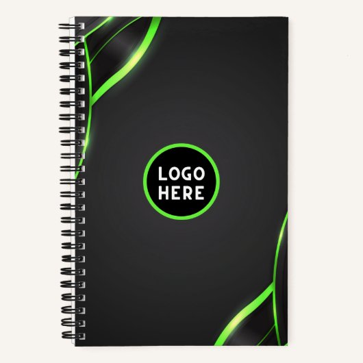 Carnet Conception de fluide abstrait noir et vert | Ajout (Recto)