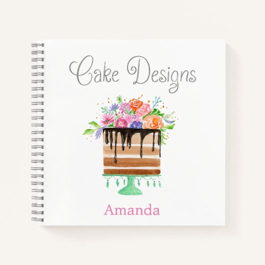 Carnet Conception de gâteaux Aquarelle Flore Conception d (Devant)