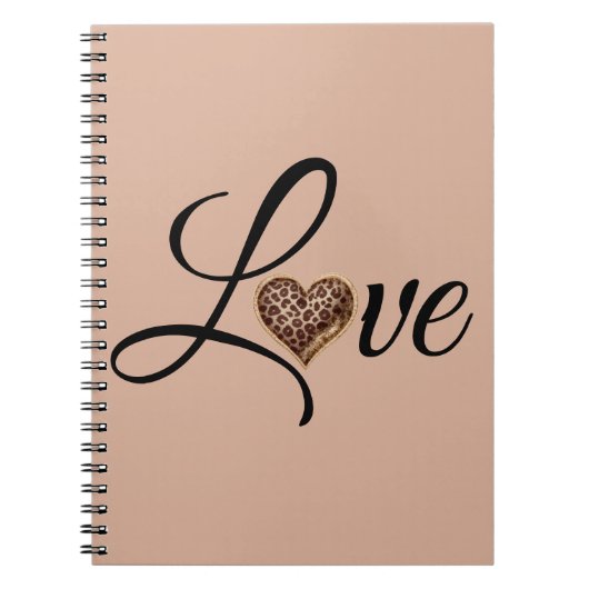 Carnet Conception de l'amour du cœur léopard Glam (Devant)