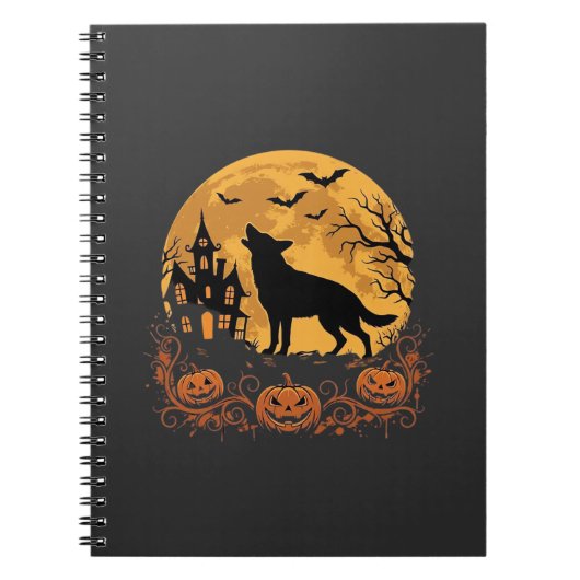 Carnet Conception de lune de Halloween de berger allemand (Devant)