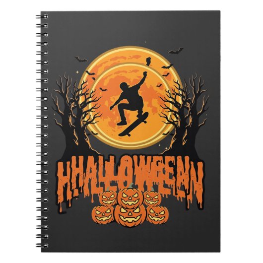 Carnet Conception de Lune de Skateboard Halloween Hallowe (Devant)