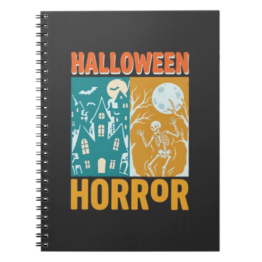 Carnet Conception de maison hantée Halloween Lune squelet (Devant)