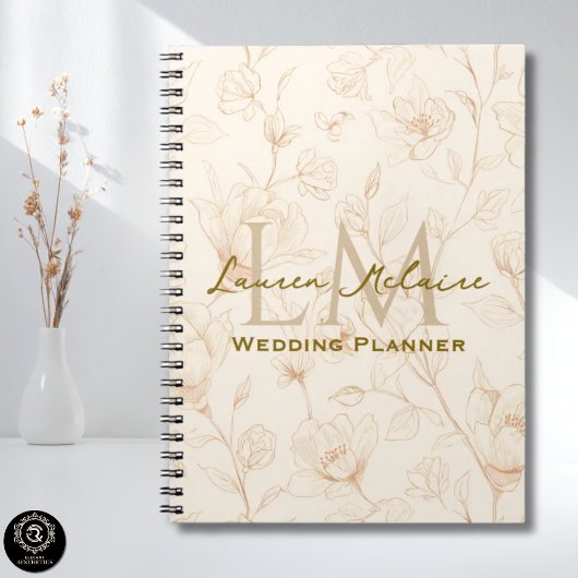 Carnet Conception de monogramme de fleurs sauvages neutre