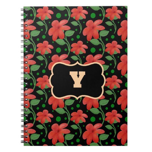 Carnet Conception de monogramme floral personnalisé | Fle (Devant)