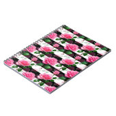Carnet Conception de motif de fleur de rose à fond rayé (Côté gauche)