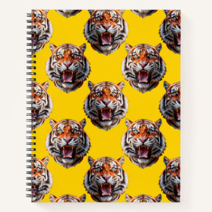 Carnet Conception de motif de tête de tigre jaune 