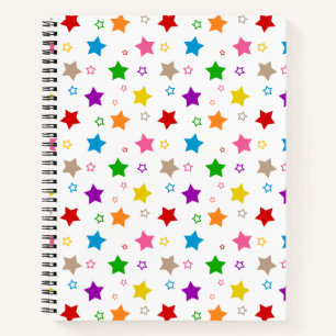 Carnet Conception de motif d'étoiles colorées blanc