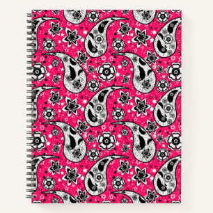 Carnet Conception de motif paisley floral rose