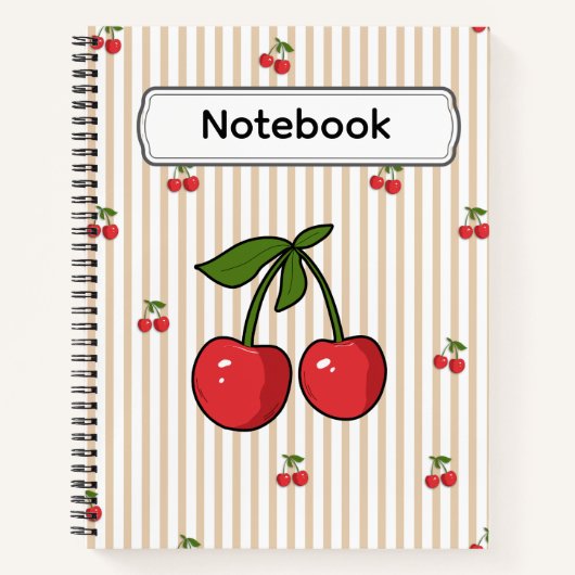 Carnet Conception de motif rayé cerise mignonne (Devant)