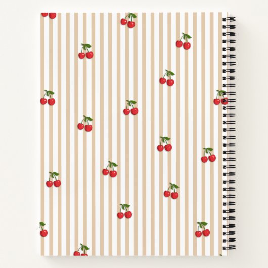Carnet Conception de motif rayé cerise mignonne (Dos)