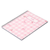 Carnet Conception de nom de script à nœud cerise en vichy (Côté gauche)