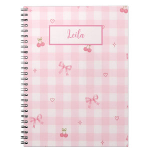 Carnet Conception de nom de script à nœud cerise en vichy