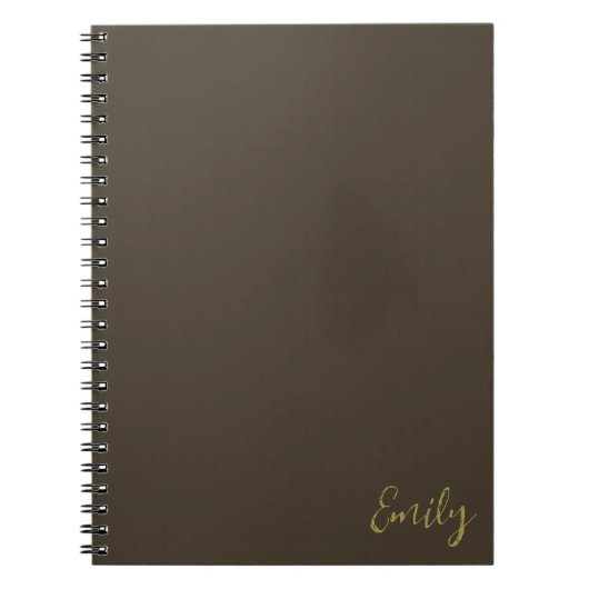 Carnet Conception de nom de script doré marron minimalist (Devant)