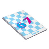Carnet Conception de nom personnalisé Blue Checker 67 (Côté Droit)