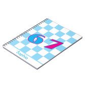 Carnet Conception de nom personnalisé Blue Checker 67 (Côté gauche)