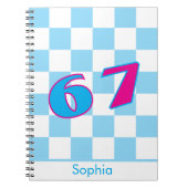 Carnet Conception de nom personnalisé Blue Checker 67 (Devant)